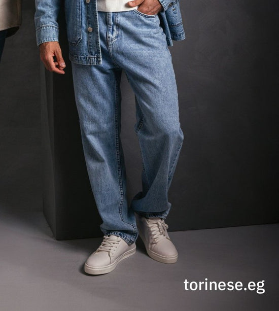 Ice Blue Wide-Leg Denim Jeans