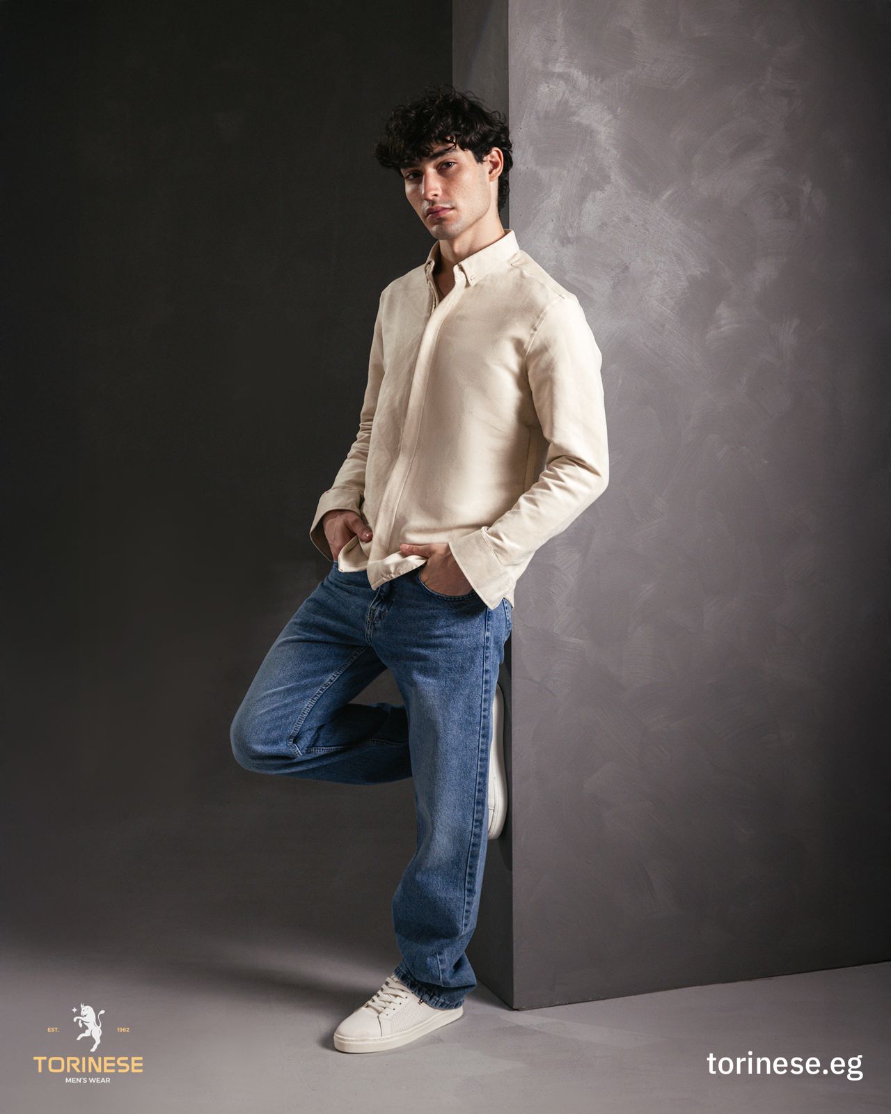 Beige Suede-Finish Zip-Up Jacket