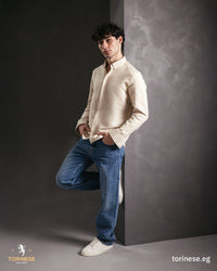 Beige Suede-Finish Zip-Up Jacket