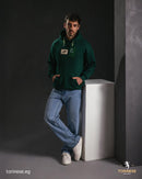 Forest Green Artistic Patch Printed Hoodie