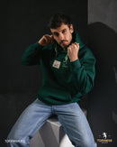 Forest Green Artistic Patch Printed Hoodie