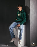 Forest Green Artistic Patch Printed Hoodie