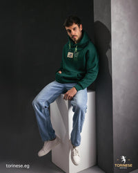 Forest Green Artistic Patch Printed Hoodie