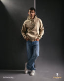 Beige Graphic Printed Hoodie