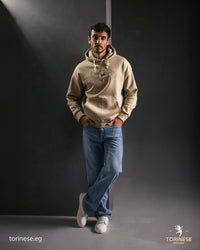 Beige Graphic Printed Hoodie