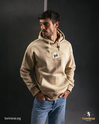 Beige Graphic Printed Hoodie