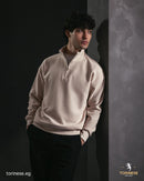 Beige Half-Zip Sweatshirt