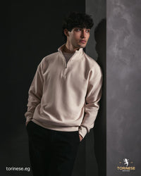 Beige Half-Zip Sweatshirt