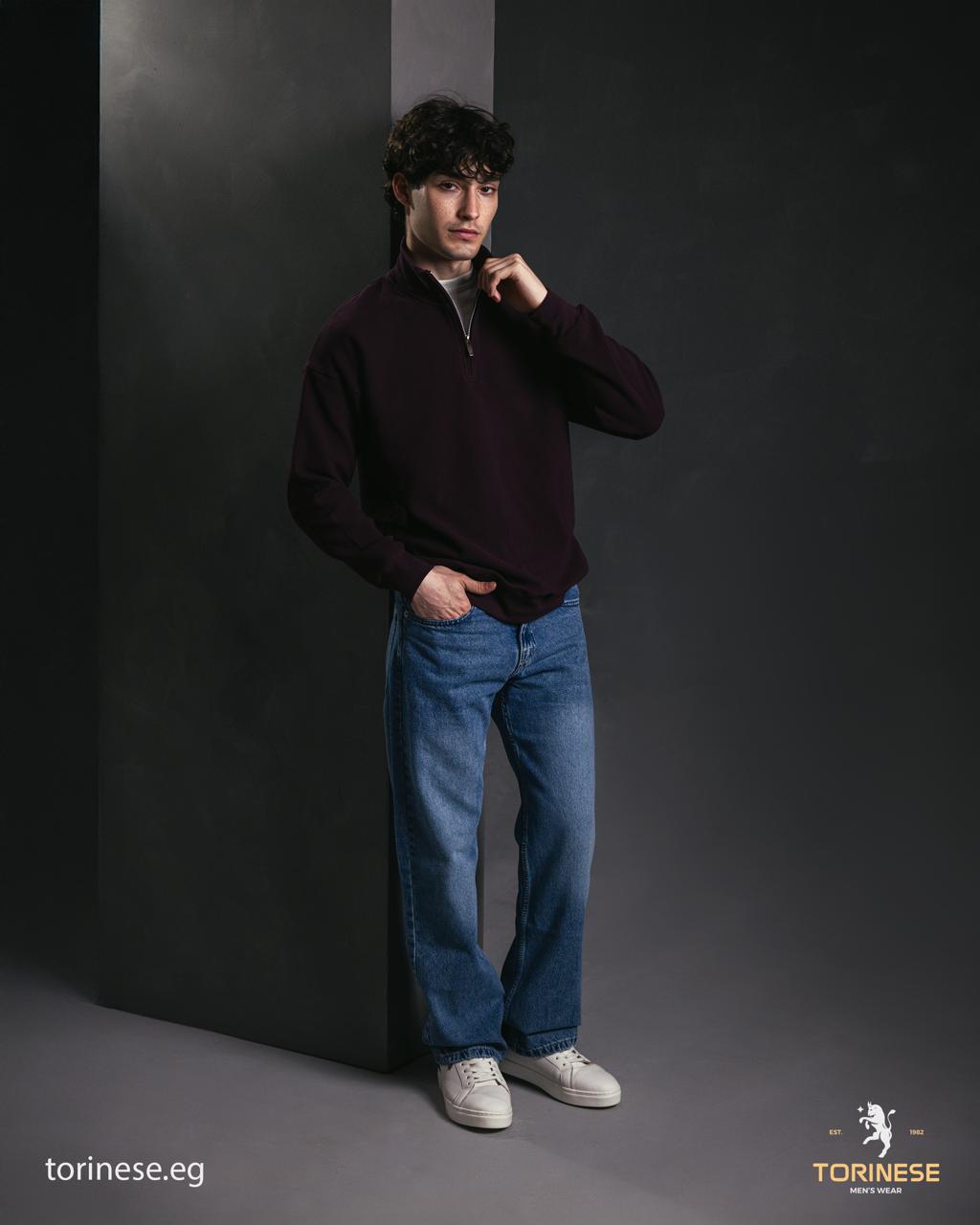 Burgundy Half-Zip Sweatshirt