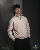 Beige Half-Zip Sweatshirt
