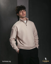 Beige Half-Zip Sweatshirt