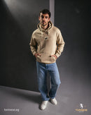 Beige Graphic Printed Hoodie