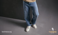 Ice Blue Wide-Leg Denim Jeans