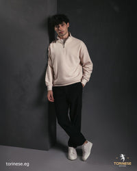 Beige Half-Zip Sweatshirt