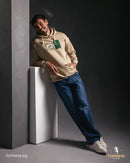 Beige Artistic Patch Printed Hoodie