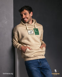 Beige Artistic Patch Printed Hoodie