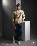 Beige Artistic Patch Printed Hoodie