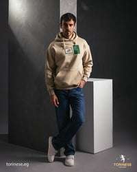 Beige Artistic Patch Printed Hoodie