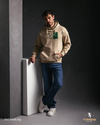 Beige Artistic Patch Printed Hoodie