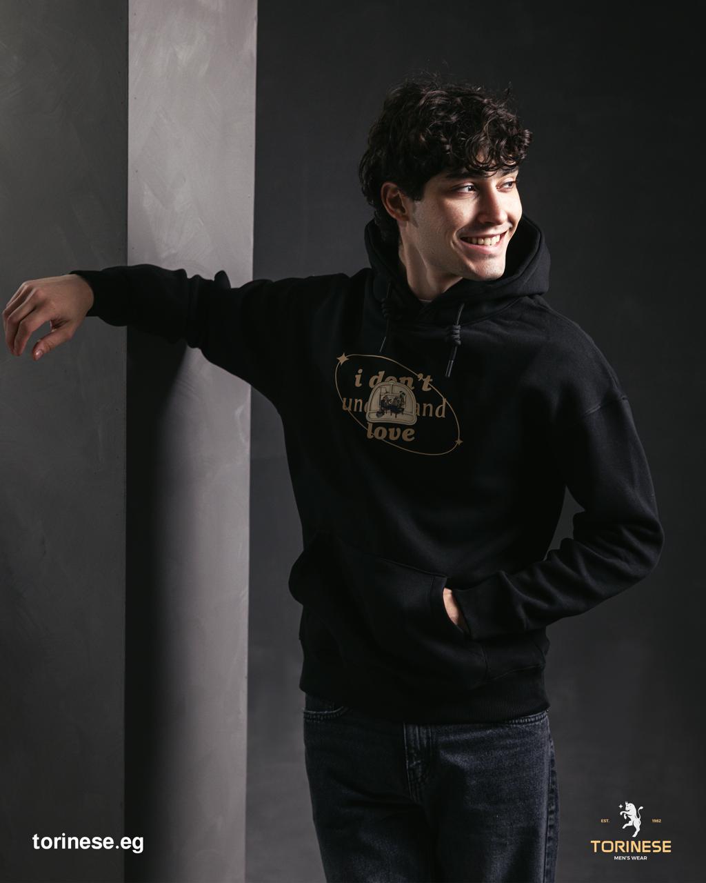 Black Graphic Printed Hoodie