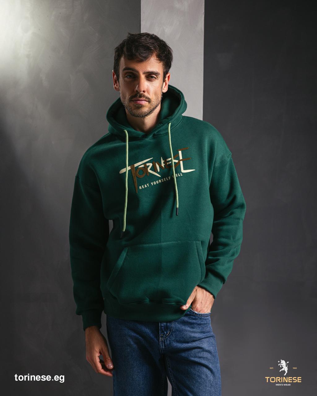 Forest Green Graphic Printed Hoodie