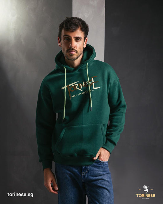 Forest Green Graphic Printed Hoodie