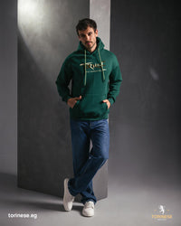 Forest Green Graphic Printed Hoodie