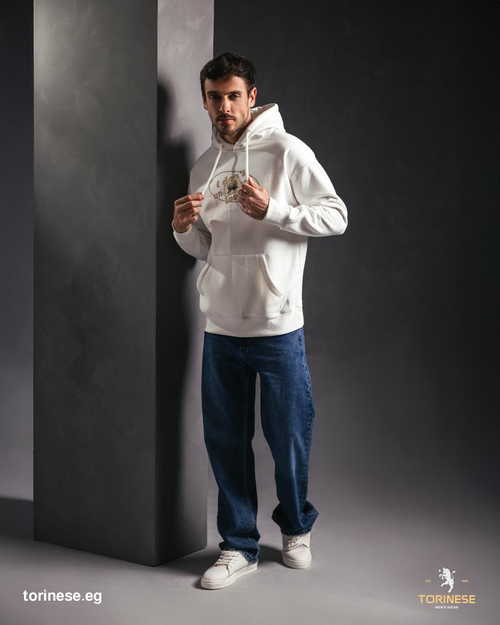 White Graphic Printed Hoodie