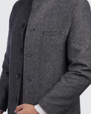 Textured Stand Collar Coat
