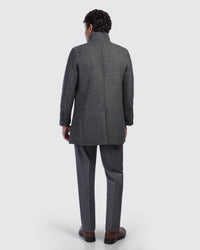 Textured Stand Collar Coat