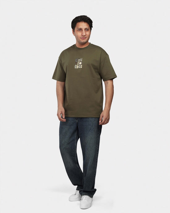 TORINESE "Confidence" Urban Statement Olive Oversize Tee