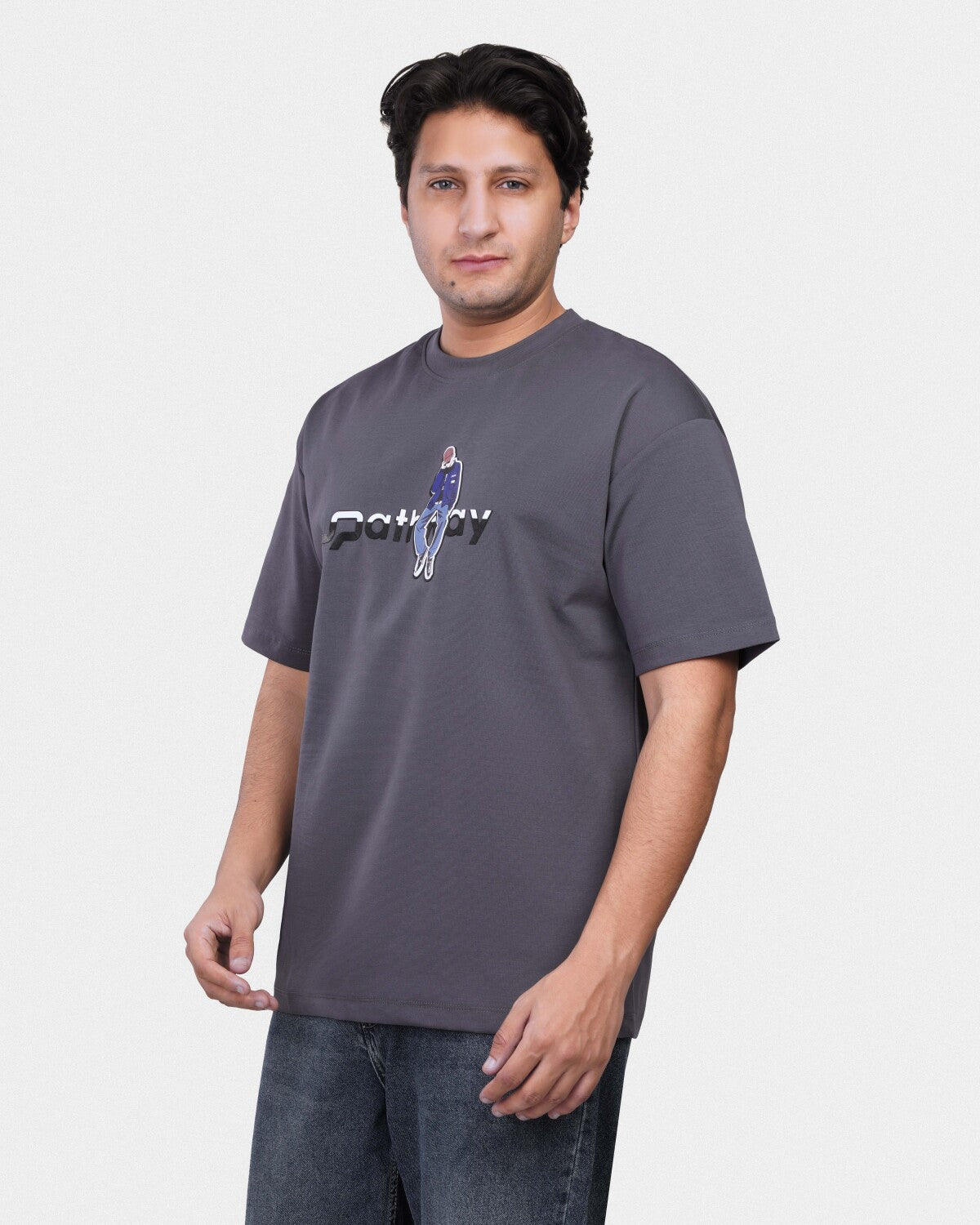 TORINESE "Pathway" Urban Illustration Charcoal Grey Oversize Tee