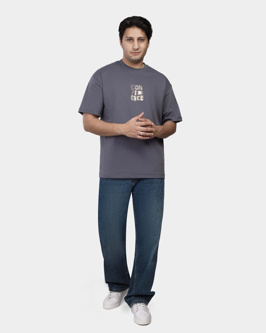 TORINESE "Confidence" Urban Statement Slate Grey Oversize Tee