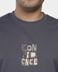 TORINESE "Confidence" Urban Statement Slate Grey Oversize Tee